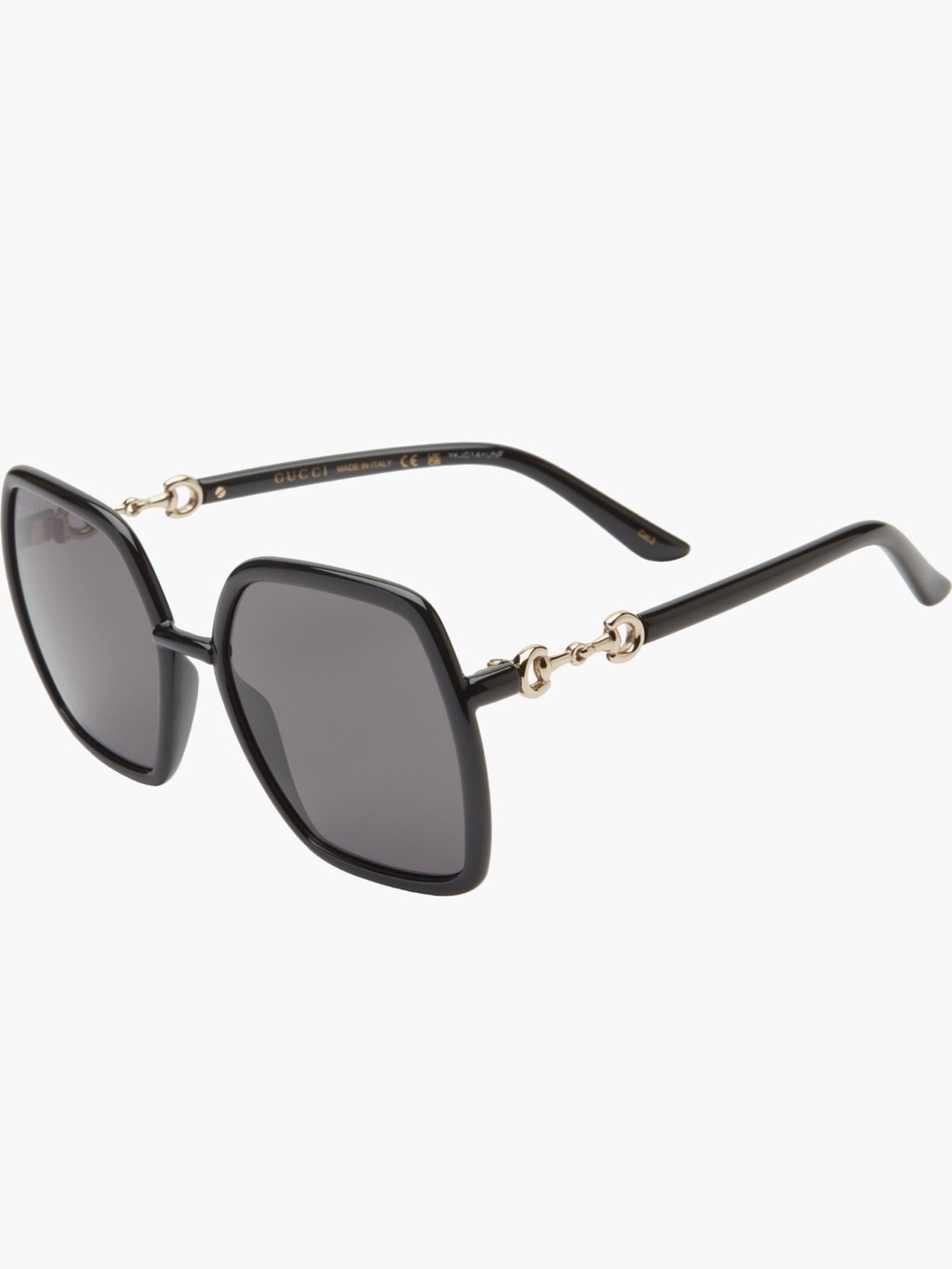 Gucci Women’s Black Sunglasses with Gold Horsebit Detail